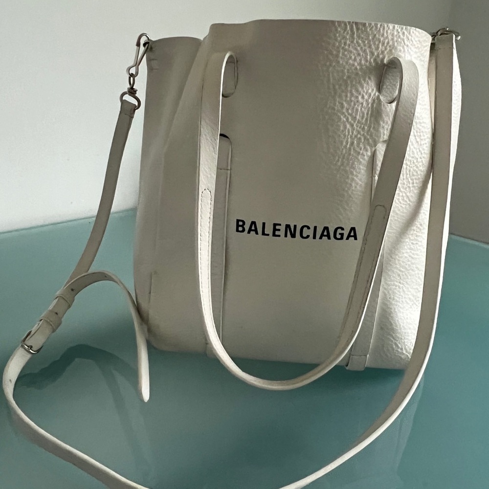 Balenciaga white bucket bag